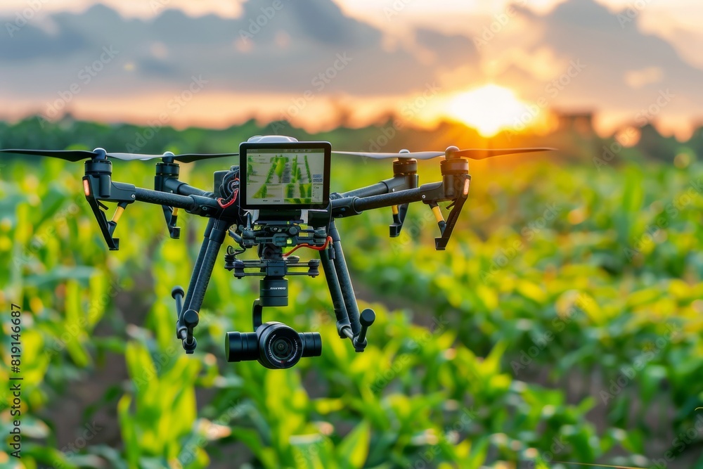 Aufkleber green bluetooth technology for efficient farming in fruit orchards with green crops using connected 