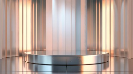 Metallic shine podium flat design top view fashion show theme 3D render tetradic color scheme