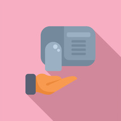 Stylized vector icon showing a hand presenting a business card, ideal for business concepts