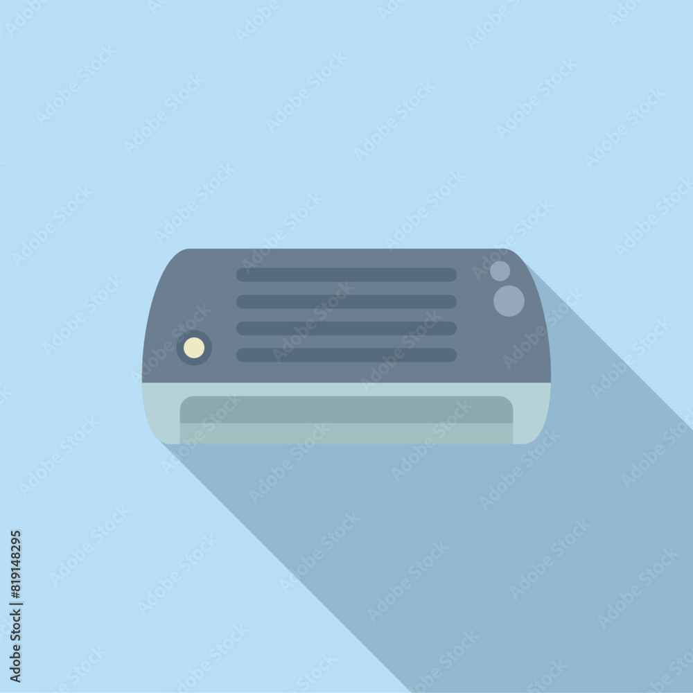 Poster simple, modern vector design of a harmonica with a shadow on a blue background