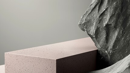 Stone podium. Abstract background with minimalist style for product brand presentation. Mockup pedestal. Generated image