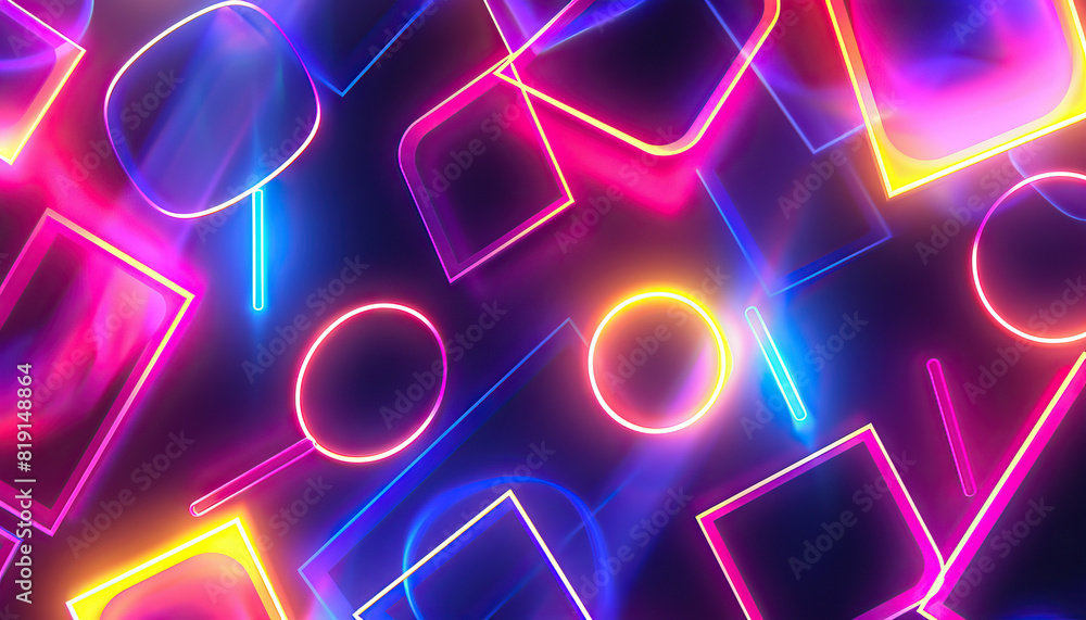 Aufkleber abstract background with glowing neon shapes - add a vibrant look with this abstract background feat