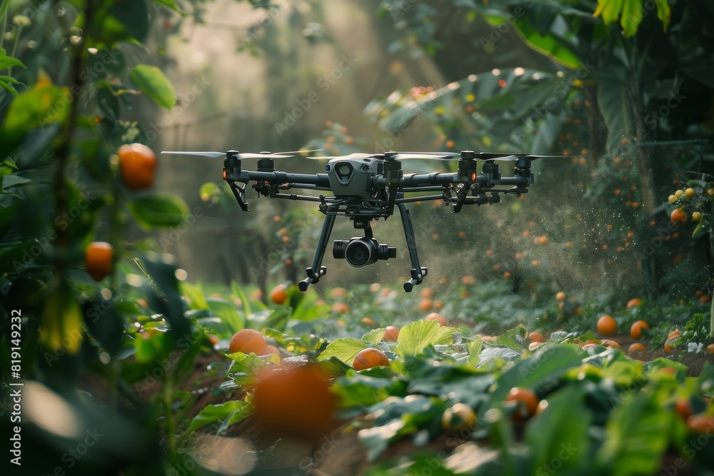 Poster 4k robotic green agriculture for farming innovation using vector technology in agriculture for effic