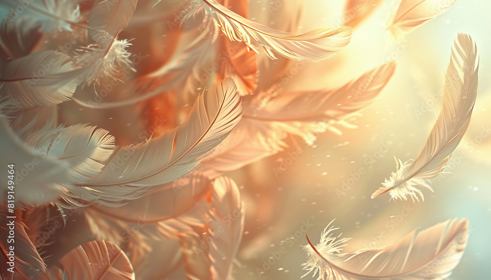 Aufkleber abstract background with floating feathers - add a delicate look with this abstract background featu