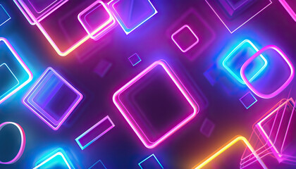 Abstract Background with Glowing Neon Shapes - Add a vibrant look with this abstract background featuring glowing neon shapes, perfect for creating a futuristic and high-tech style.