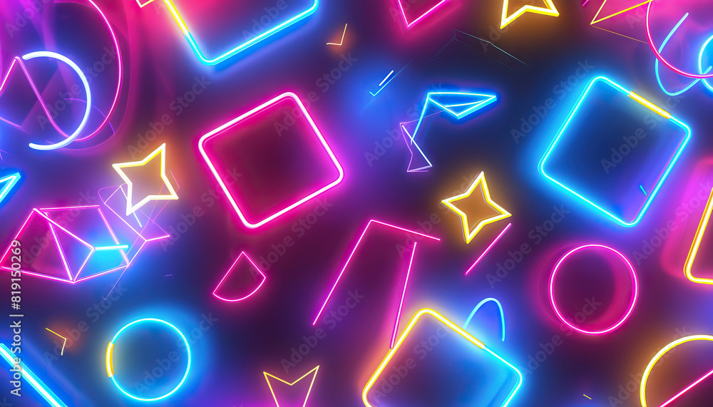 Aufkleber abstract background with glowing neon shapes - add a vibrant look with this abstract background feat