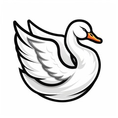 Mascot logo swan white background