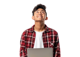 Thoughtful Native American with Laptop