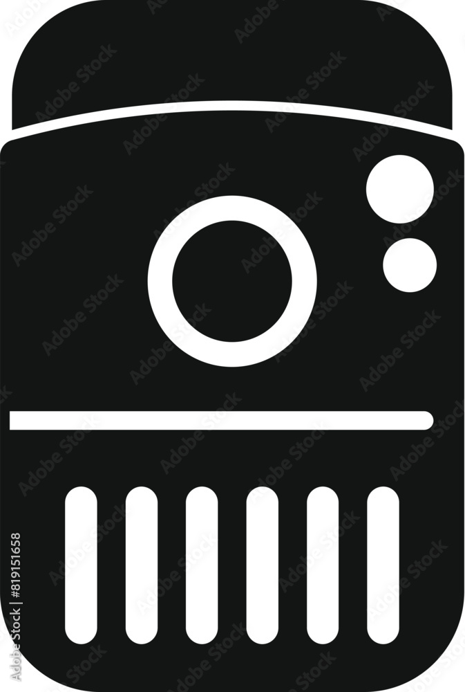 Poster vector graphic of a retrostyle camera in a simplistic black and white design