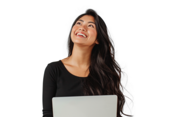 Smiling Native American Woman with Laptop