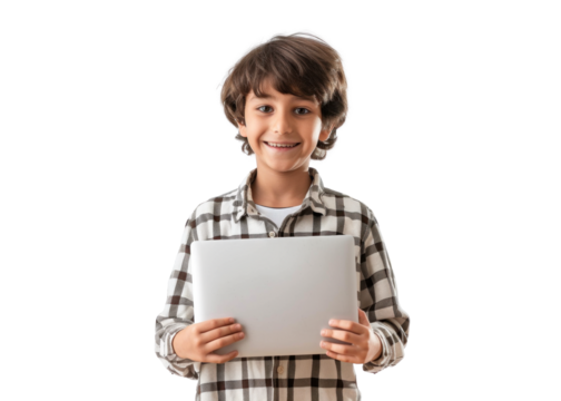 Young Native American Boy with Laptop