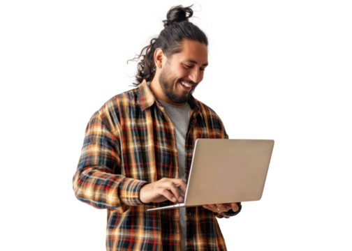 Native American Man Using Laptop