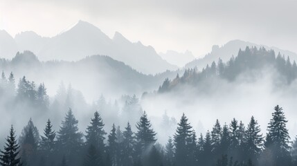Fototapeta premium Breathtaking ethereal beauty of mountain landscape as day fades, creating an enchanting scene