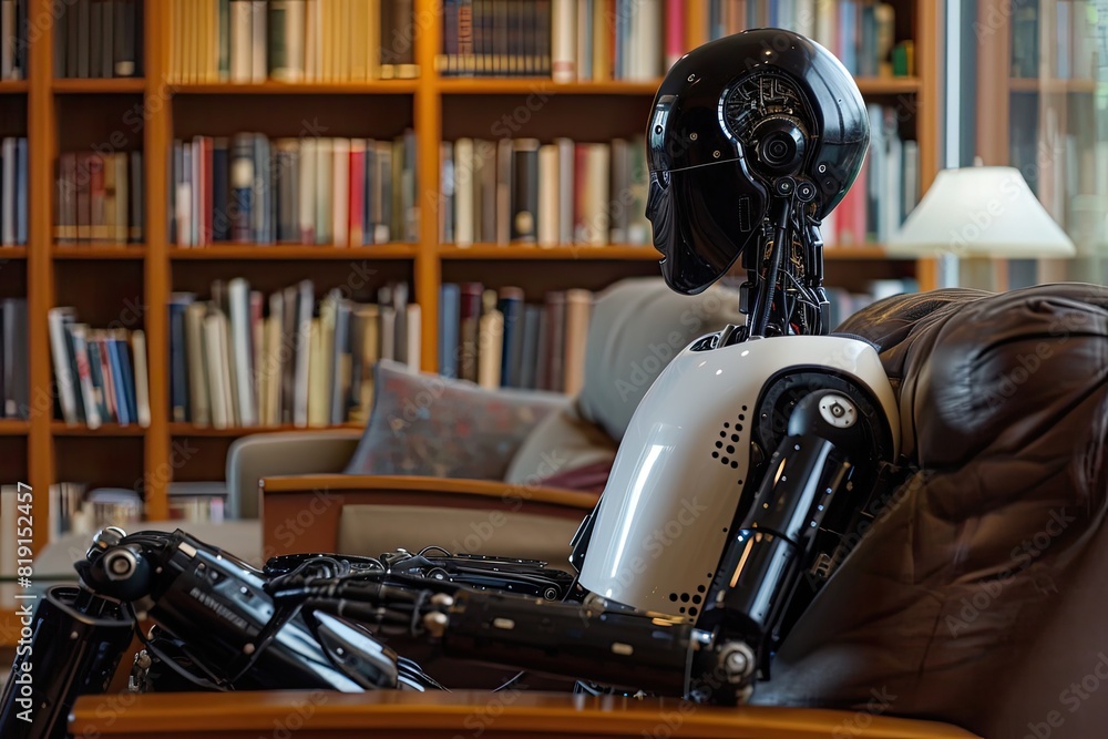 Aufkleber ai philosophers ponder existence robot, new ai technology of robot thinking