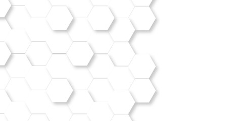 Abstract Vector pattern with hexagonal white and gray technology line paper background. Hexagonal 3d grid tile and mosaic structure mess cell. white and gray hexagon honeycomb geometric copy space.