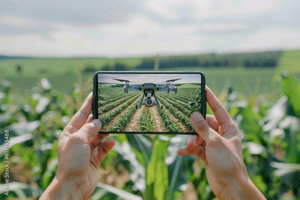 Poster smart farming illustrations for farm surveillance applications in sprawling agriculture and vast cor