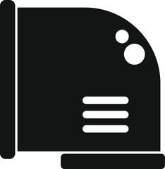 Black and white vector icon of a contemporary electric steam iron for clothing