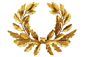 Golden laurel wreath illustration symbolizing victory, achievement, and success. Ideal for awards, recognition, and celebration designs.