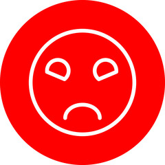 emoji mood off Line White Circle Red Icon Design