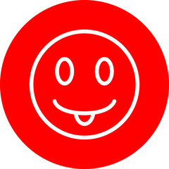 emoji tongue out Line White Circle Red Icon Design
