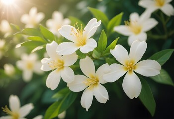 Fototapeta premium Jasmine flower closeup Realistic Light understand sun light significantly summer flower concept