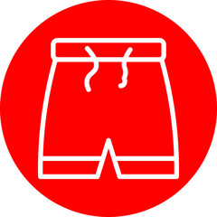 Shorts Line White Circle Red Icon Design