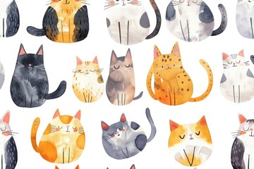 A group of cats sitting next to each other. Suitable for various pet-related projects