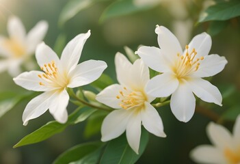 Obraz premium Jasmine flower closeup Realistic Light understand sun light significantly summer flower concept