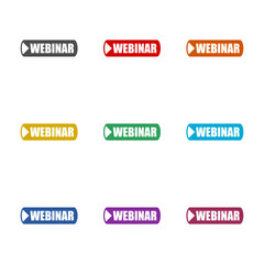 Webinar sign icon isolated on white background. Set icons colorful