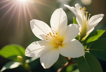 Fototapeta premium Jasmine flower closeup Realistic Light understand sun light significantly summer flower concept