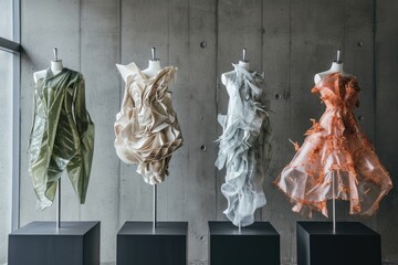 fashion line influenced by biotechnology, featuring living organisms or biofabricated materials