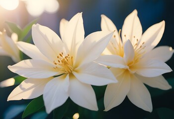 Fototapeta premium Jasmine flower closeup Realistic Light understand sun light significantly summer flower concept