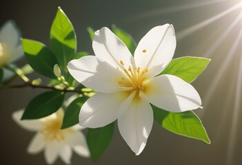Fototapeta premium Jasmine flower closeup Realistic Light understand sun light significantly summer flower concept