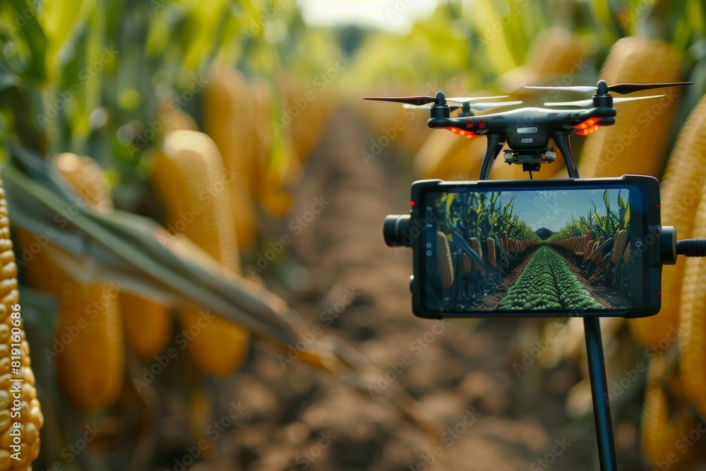 Poster drone tech for crop cultivation using advanced technology for sustainable crops and smart farming te