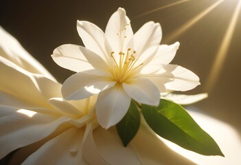 Fototapeta premium Jasmine flower closeup Realistic Light understand sun light significantly summer flower concept