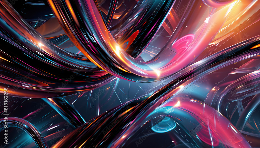 Aufkleber abstract digital artwork with holographic effect - add a futuristic touch with this abstract digital