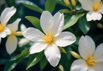 Fototapeta premium Jasmine flower closeup Realistic Light understand sun light significantly summer flower concept