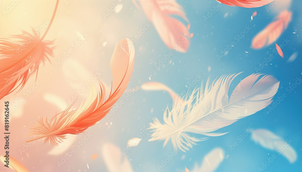 Aufkleber abstract background with floating feathers - add a whimsical touch to your designs with this abstrac