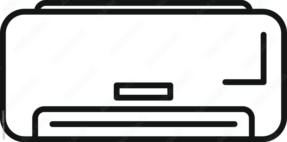 Sticker Sleek black and white line drawing of a contemporary ac unit, perfect for icons and manuals