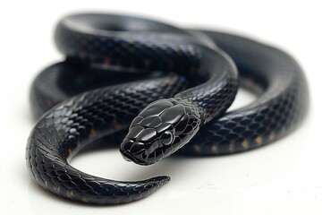 Illustration of  black snake on a white background,, high quality, high resolution