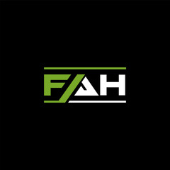 FAH letter logo design on BLACK background. FAH creative initials letter logo concept. FAH letter design.