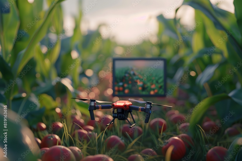 Poster drone sensoric technology for precision farm management using vector graphic agriculture techniques 