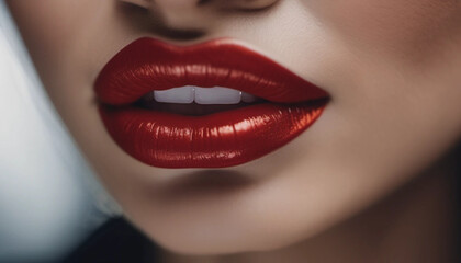 Obraz premium Close up of natural red lips