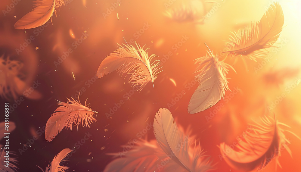 Aufkleber abstract background with floating feathers - add a whimsical touch to your designs with this abstrac
