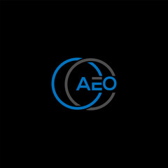 AEO letter logo design on BLACK background. AEO creative initials letter logo concept. AEO letter design.