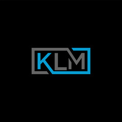 KLM letter logo design on BLACK background. KLM creative initials letter logo concept. KLM letter design.