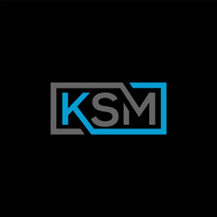 KSM letter logo design on BLACK background. KSM creative initials letter logo concept. KSM letter design.