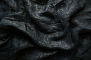 Illustration of close up view of a black linen background, high quality, high resolution