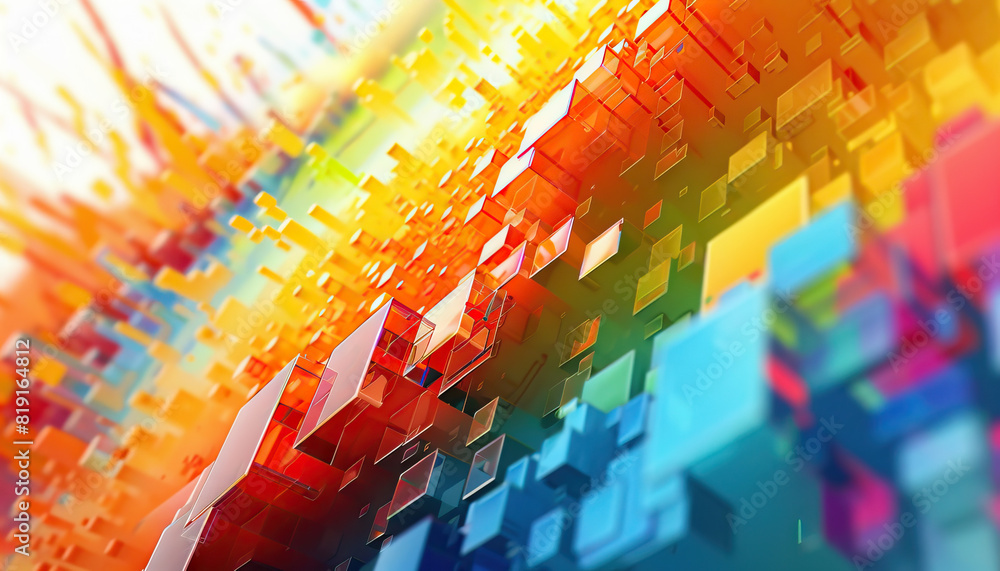 Aufkleber abstract digital artwork with pixelated effect - add a contemporary twist with this abstract digital