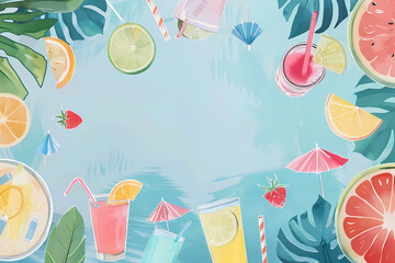 Tropical Summer Drinks with Copy Space
